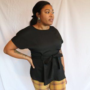 Cremieux Black Wrap Top